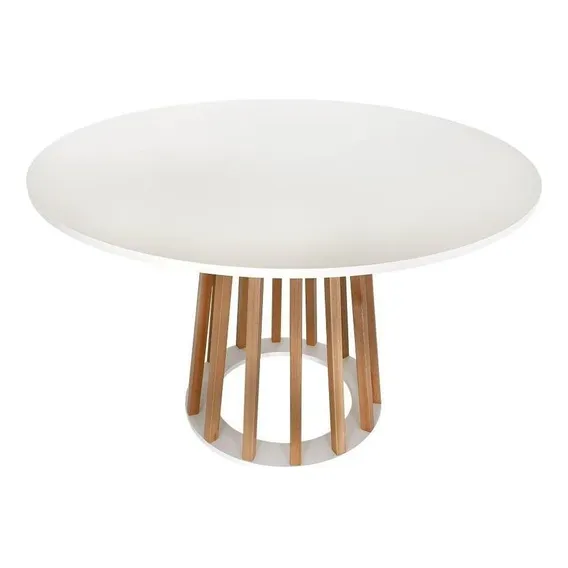 Mesa De Jantar Redonda 6 Lugares 120cm Gabi Branca Foto 1