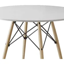Mesa De Jantar Redonda Eiffel Wood Branco 90 Cm Foto mini  2
