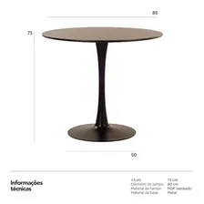 Mesa De Jantar Redonda Tulipa - Saarinen - 80 Cm Tampa Preto Foto mini 2