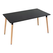 Mesa De Jantar Retangular 6 Lugares Eames 80 X 140 Cores Tampa Preto Foto mini  2