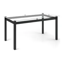 Mesa De Jantar Retangular Com Tampo De Vidro 6 Lugares Wt Foto mini 1