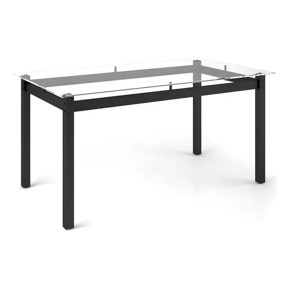 Mesa De Jantar Retangular Com Tampo De Vidro 6 Lugares Wt Foto 1