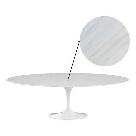 Mesa De Jantar Saarinen Oval 120x80cm Mármore Branco Extra Tampa Mármore Espirito Santo Foto 1