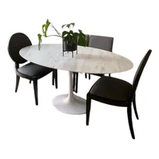 Mesa De Jantar Saarinen Oval 140x90cm Em Mármore Branco Extr Tampa Mármore Branco Extra Foto  mini 1