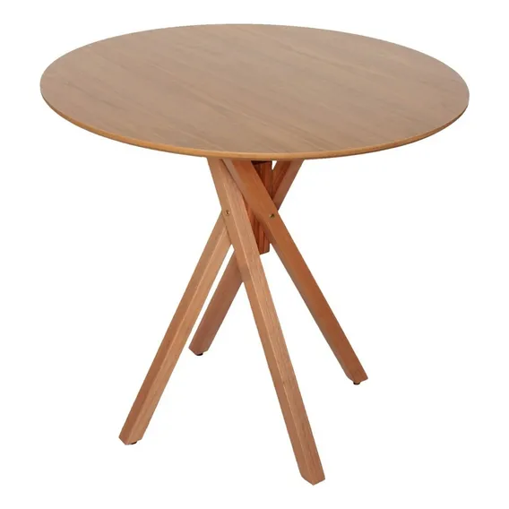 Mesa De Madeira Redonda 90cm June Redonda Pizarro Freijó Foto 1