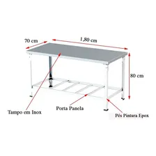 Mesa De Serviço Industrial Aço Inox 1,80x70 Com Prateleira Foto mini 2