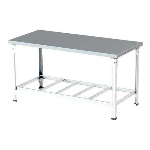 Mesa De Serviço Industrial Aço Inox 1,80x70 Com Prateleira Foto 1