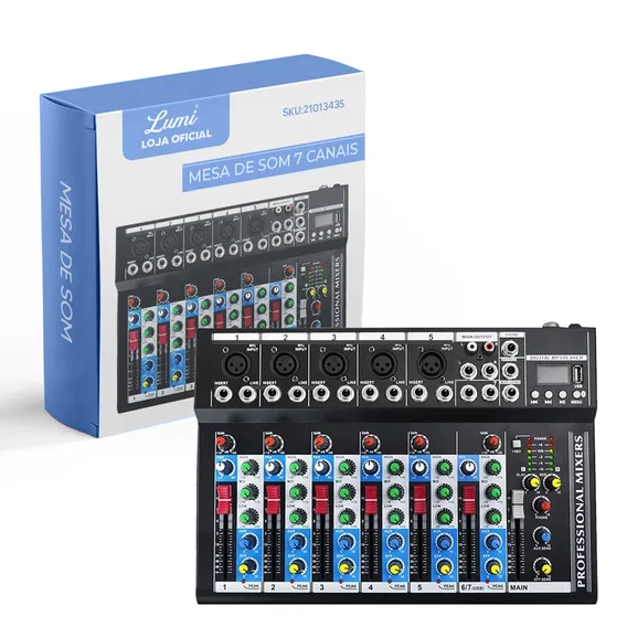 Mesa De Som Bluetooth Usb Mixer Mp3 Digital 7 Canais Flex 7 Canais Bluetooth/usb/efeito/gravação Lumi Foto 1