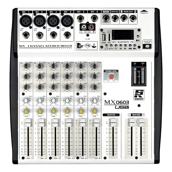 Mesa De Som Staner 6 Canais Mixer Mx0603 Usb Fm Bluetooth Mp 110V/220V Foto 1