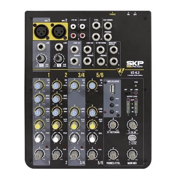 Mesa De Som Usb Profissional 6 Canais Skp Vz 6.2 Mixer 220v Foto 1