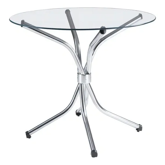Mesa De Vidro Redonda 4150 Unimóvel Cromado Ijwt Foto 1