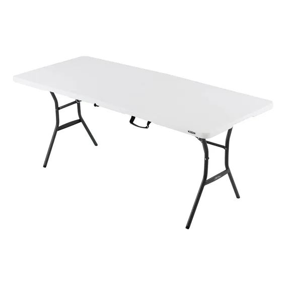 Mesa Dobrável Plástico Portátil 180cm Vira Maleta - Lifetime Foto 1