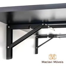 Mesa Dobrável Retratil De Parede 90x40 Articulada Cozinha Preto Maclavi Móveis Foto mini 3