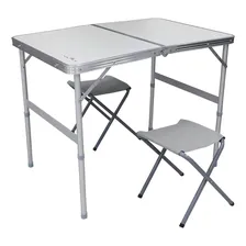 Mesa Dobrável Tipo Maleta C/ 2 Banquetas Nautika Domo Cor Cinza Foto  mini 1