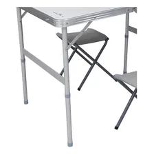Mesa Dobrável Tipo Maleta C/ 2 Banquetas Nautika Domo Cor Cinza Foto mini  3