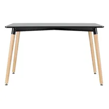 Mesa Eames Retangular 140 X 80 Cm 6 Cadeiras Estofada Botonê Tampa Mesa Preto Com Cadeiras Amarelo Foto mini 3