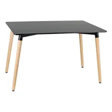 Mesa Eames Retangular 140 X 80 Cm 6 Cadeiras Estofada Botonê Tampa Mesa Preto Com Cadeiras Amarelo Foto mini 2