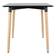 Mesa Eames Retangular 140 X 80 Cm 6 Cadeiras Estofada Botonê Tampa Mesa Preto Com Cadeiras Amarelo Foto mini 4