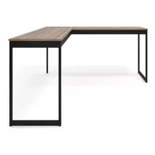 Mesa Em L 150x150 Apoio Escrit贸rio Diretor Metal E Madeira Cor Lamina Com Preto Foto mini 1