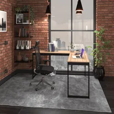 Mesa Em L 150x150 Apoio Escrit贸rio Diretor Metal E Madeira Cor Lamina Com Preto Foto mini 4