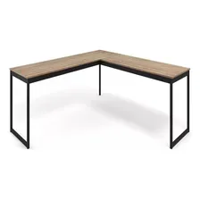 Mesa Em L 150x150 Apoio Escrit贸rio Diretor Metal E Madeira Cor Lamina Com Preto Foto mini 2