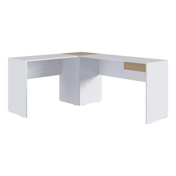 Mesa Em L Branca/macadamia M.com Foto 1