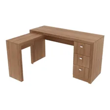 Mesa Em L Para Escritório 3 Gavetas Me4101 Amêndoa - Tecno M Foto mini 4