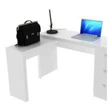 Mesa Em L Para Escritório 3 Gavetas Me4101 Branco - Tecno Mo Foto mini 4