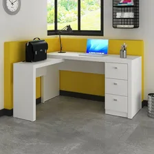Mesa Em L Para Escritório 3 Gavetas Me4101 Branco - Tecno Mo Foto mini  3