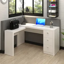 Mesa Em L Para Escritório 3 Gavetas Me4101 Branco - Tecno Mo Foto mini  2