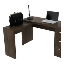 Mesa Em L Para Escritório 3 Gavetas Me4101 Rústico - Tecno M Foto mini 4