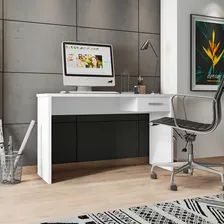 Mesa Escritório Com Gaveta Emma Branco Texturizado-gran Belo Foto mini  2
