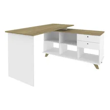Mesa Escrit贸rio Home Office Escrivaninha Gold Olmo 2 Gavetas Foto mini 1