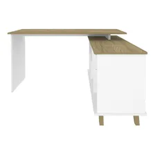 Mesa Escrit贸rio Home Office Escrivaninha Gold Olmo 2 Gavetas Foto mini 3