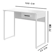 Mesa Escrit贸rio Industrial Com 1 Gaveta Tamanho 100x45x77 Cor Branco Foto mini 4