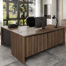 Mesa Escrit贸rio L 180x190cm 2 Portas 3 Gavetas Unik Preto Foto mini 2