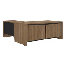 Mesa Escrit贸rio L 180x190cm 2 Portas 3 Gavetas Unik Preto Foto mini 1
