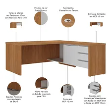 Mesa Escritório L 180x190cm 2 Portas E 3 Gavetas Unik Branco Foto mini 4