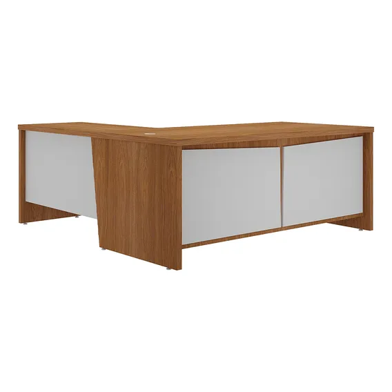 Mesa Escritório L 180x190cm 2 Portas E 3 Gavetas Unik Branco Foto 1