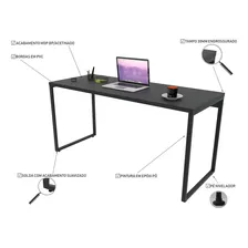 Mesa Escrit贸rio Office 150cm Estilo Industrial Prisma Preto Foto mini 3