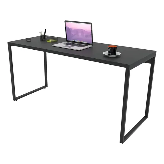Mesa Escrit贸rio Office 150cm Estilo Industrial Prisma Preto Foto 1