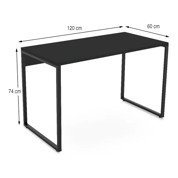 Mesa Escrit贸rio Reta 120cm Iron Home Office Preto Foto 1