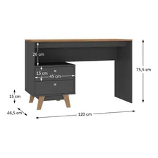 Mesa Escrivaninha 120cm 2 Gavetas Retrô Pés Madeira Foto mini  3