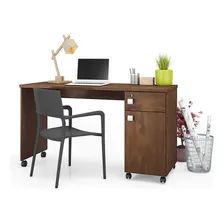 Mesa Escrivaninha Computador Malta Gaveta Com Chave Canela Foto mini 1