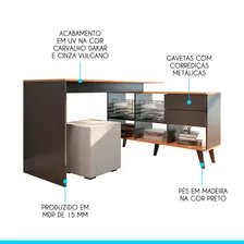 Mesa Escrivaninha Em L Com Estante 128/145x84 Cm Mdp Foto mini 4