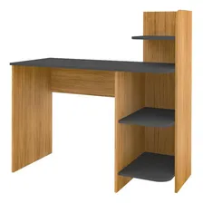 Mesa Escrivaninha Mdf Computador Quarto Marrom Madeira Cinza Foto mini 4