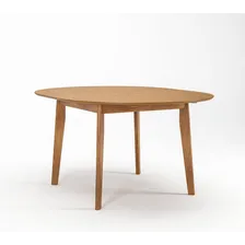Mesa ExtensÃvel Redonda Madeira Maciça Tampo Ag Foto mini 4