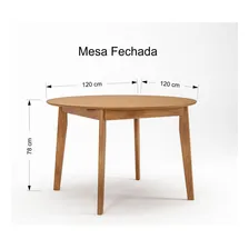 Mesa ExtensÃvel Redonda Madeira Maciça Tampo Ag Foto mini 2
