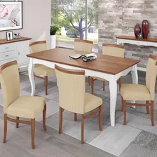 Mesa Gallia 250cm Madeira Maciça E Mdf Branco/imbuia Foto mini 2