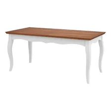 Mesa Gallia 250cm Madeira Maciça E Mdf Branco/imbuia Foto mini 1